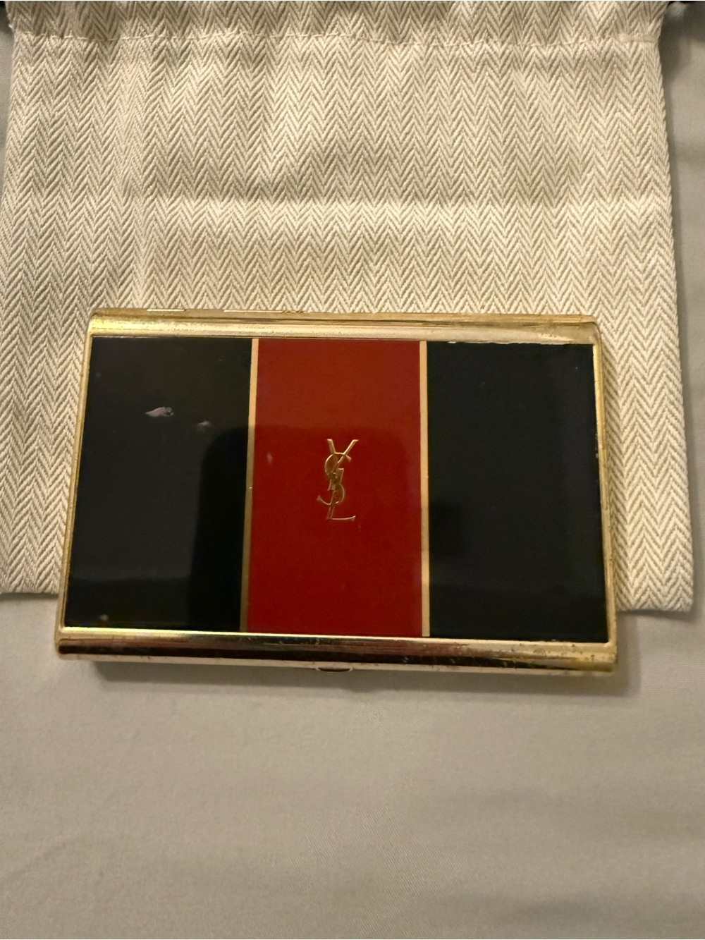 Yves Saint Laurent Black and Red Enamel Card Case/Cig Holder